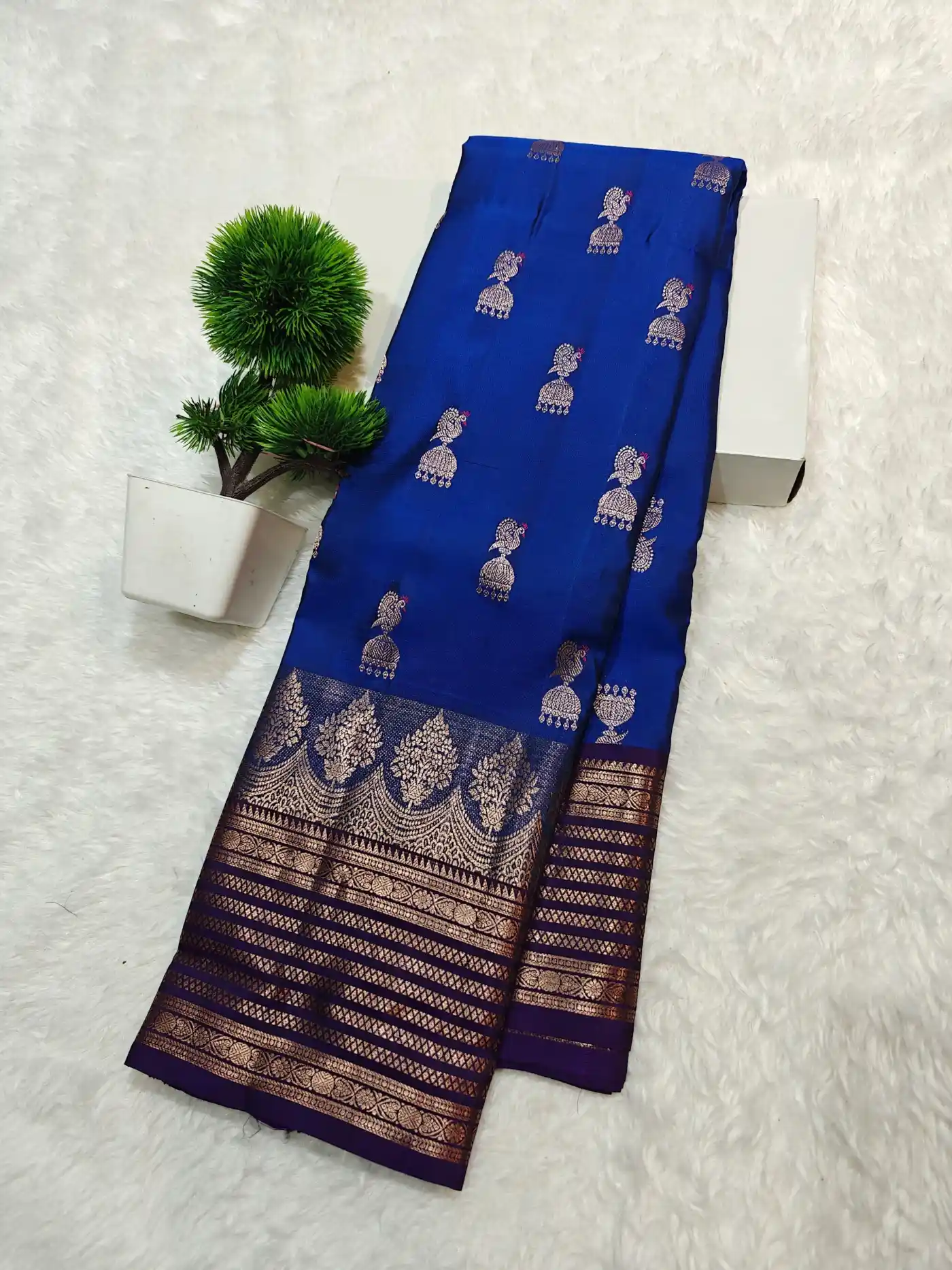Peacock and Jhumka Kanchi Handloom Soft Silk Saree